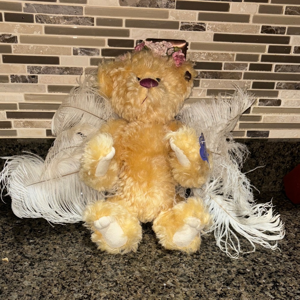 Annette Funicello collectible Fluffy Tan Stuffed Bear with Wings